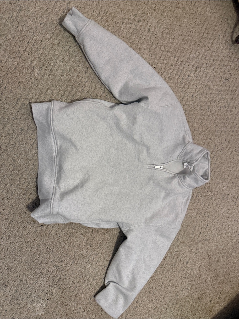 Athleta Light Gray Quarter-Zip Pullover Sweatshirt